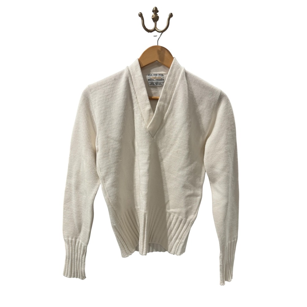 Bristol Products Official Award Sweater Women Acrylic V Neck Knitwear Vintage XS
